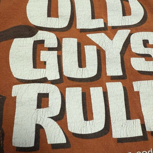 Vintage Old Guys Rule T Shirt Mens 3XL 26x29 Orange John Wayne Western - Picture 8 of 10